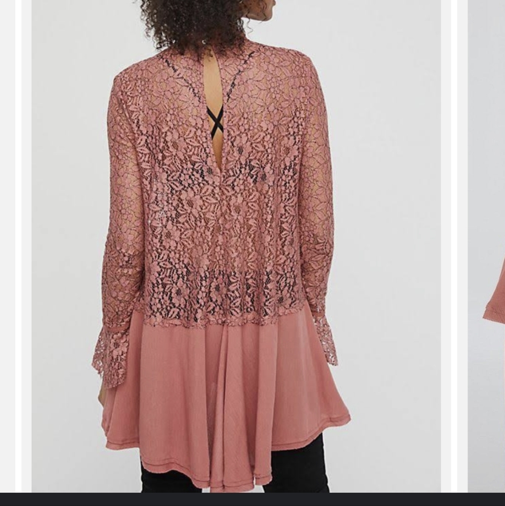 Dark Mauve Lace Panel Tunic Asymmetrical Dress Top Size US Small ❤️ - Picture 2 of 4